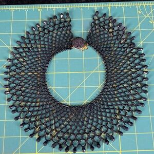Beautiful Empire Made Black Collar Glass Beaded Necklace